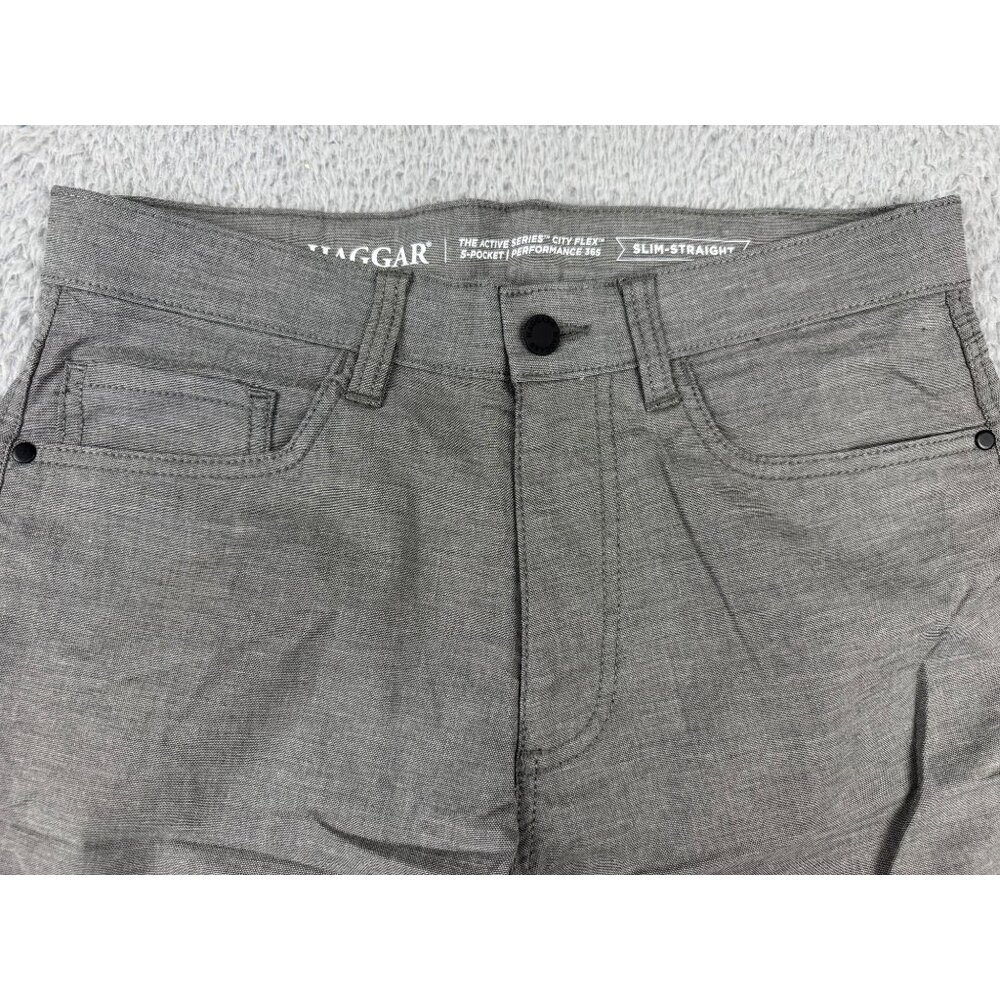 Haggar Mens Slim-Straight City Flex Pants Gray 32x32 Dinner Casual Cocktails - Picture 3 of 12